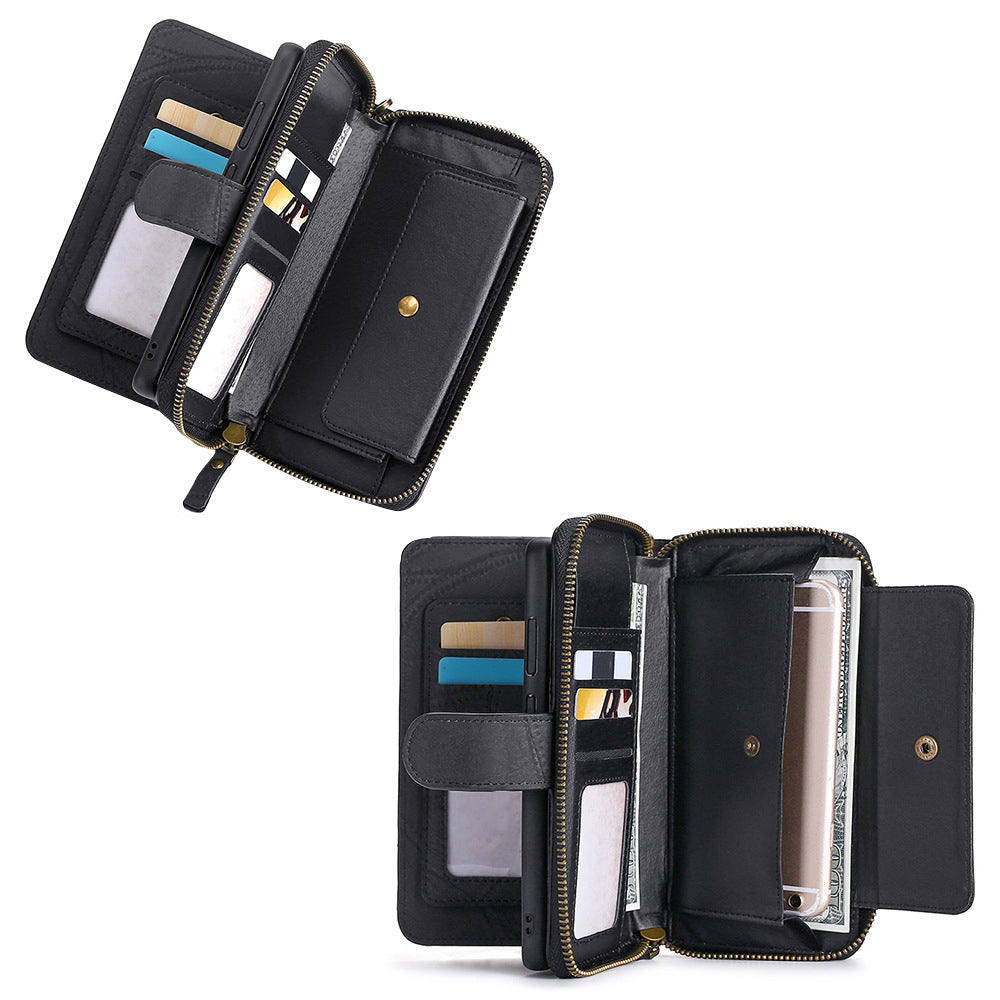 Wallet Case Compatible for iPhone 13 14 Series Women Detachable Phone Cover with Card Holder -Black-13M