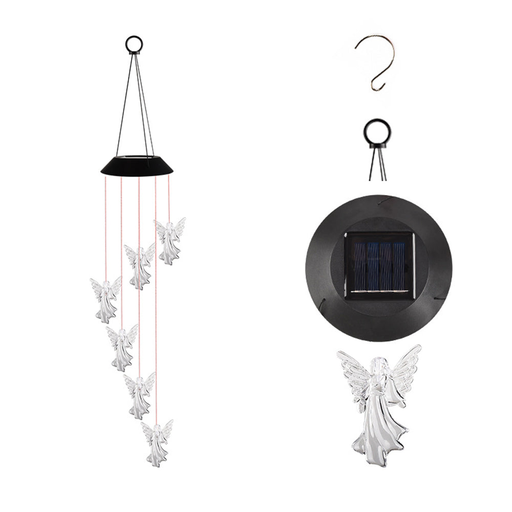 6LED Angel Wind Chimes Light Solar Color Changing Wind Chime Light Birthday Gifts