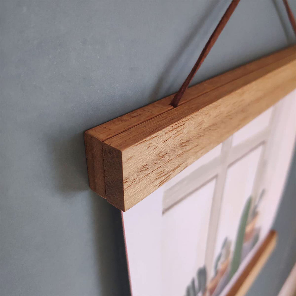 Magnetic Teak Wood Poster Frame Painting Scroll Photo Picture Hanger