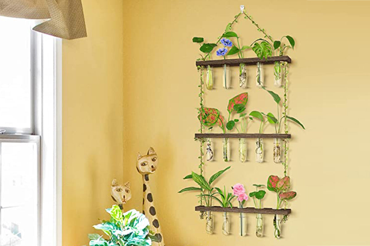 2pcs 3 Tiered Plant Hanger Flower Wall Hanging Propagation Station for Home Office Decor-Style2