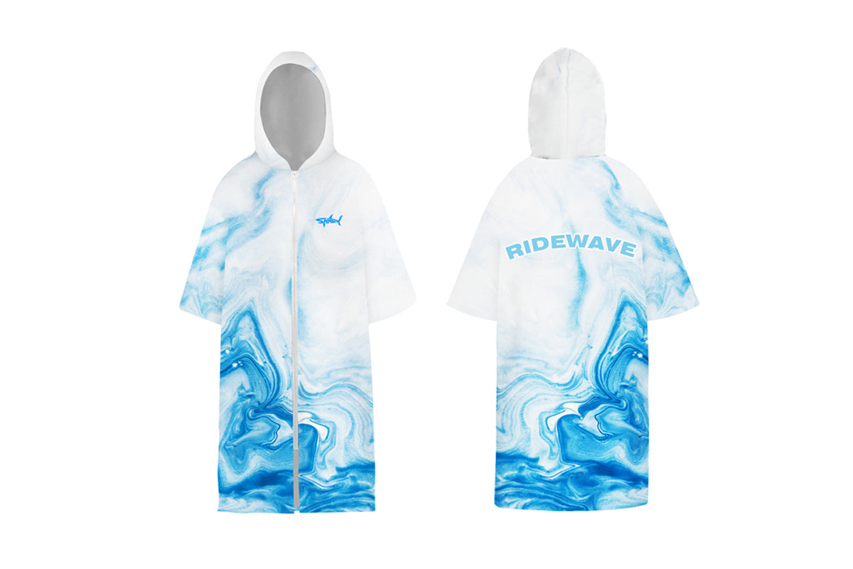 Poncho Towel Adult Hooded Quick Dry Changing Robe-Sky Blue