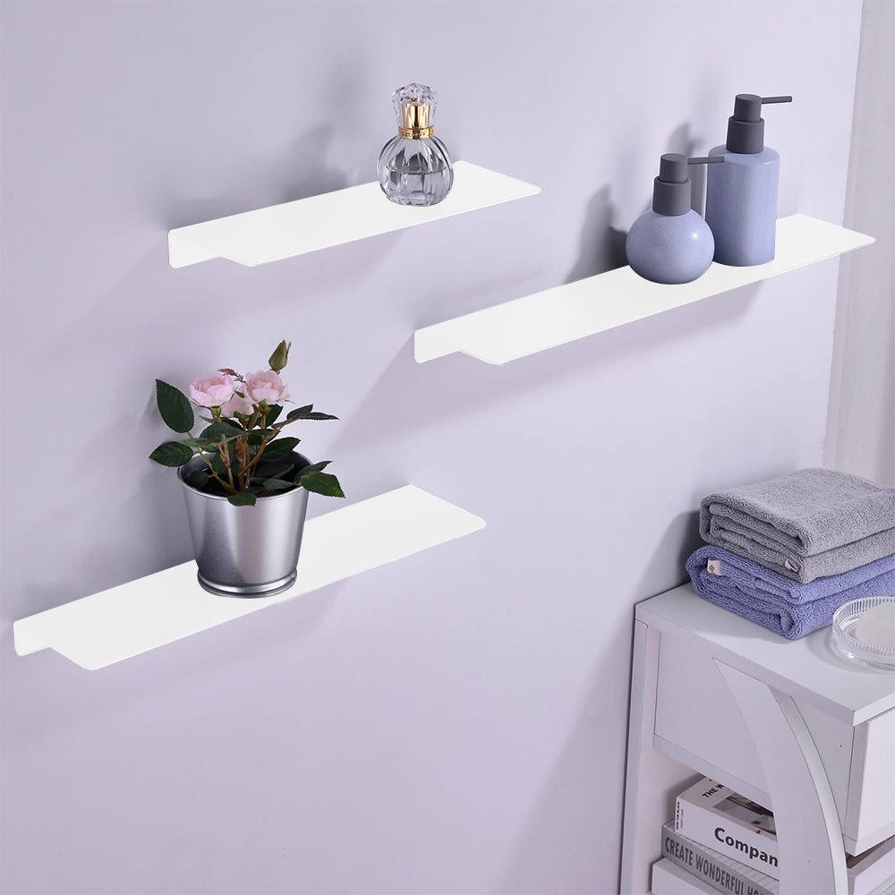 Floating Storage Shelves Wall Mounted Holder Rack for Bathroom Kitchen -White
