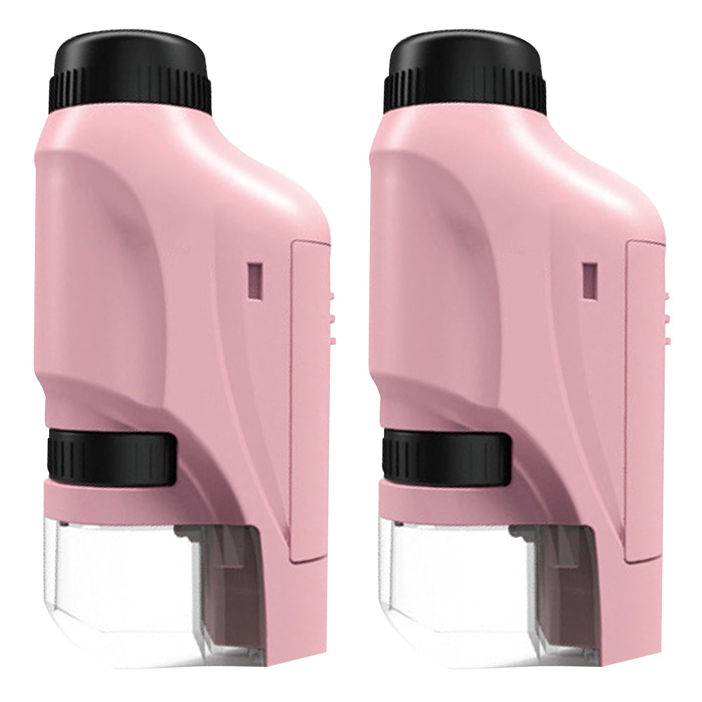 Toy 2Pcs Pocket Microscope Science Toys Educational Microscope Kit for Kids Portable -Pink
