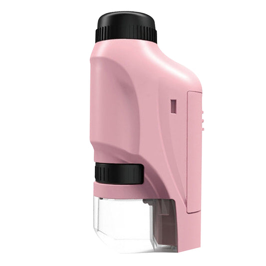 Toy Pocket Microscope Science Toys Educational Microscope Kit for Kids Portable -Pink