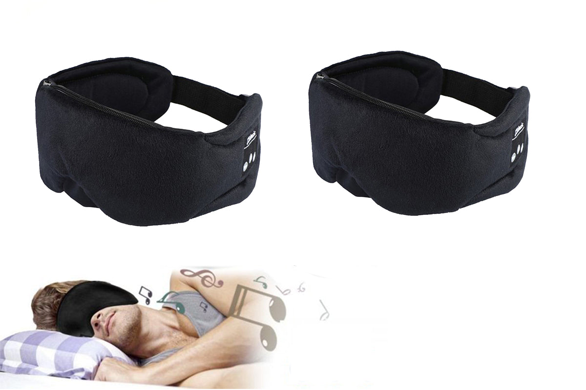 Sleep Headphones Eye Mask 2pcs Sleep Headphones 3D Bluetooth 5.0 Headband Noise Cancelling Sleeping Headphones -Black