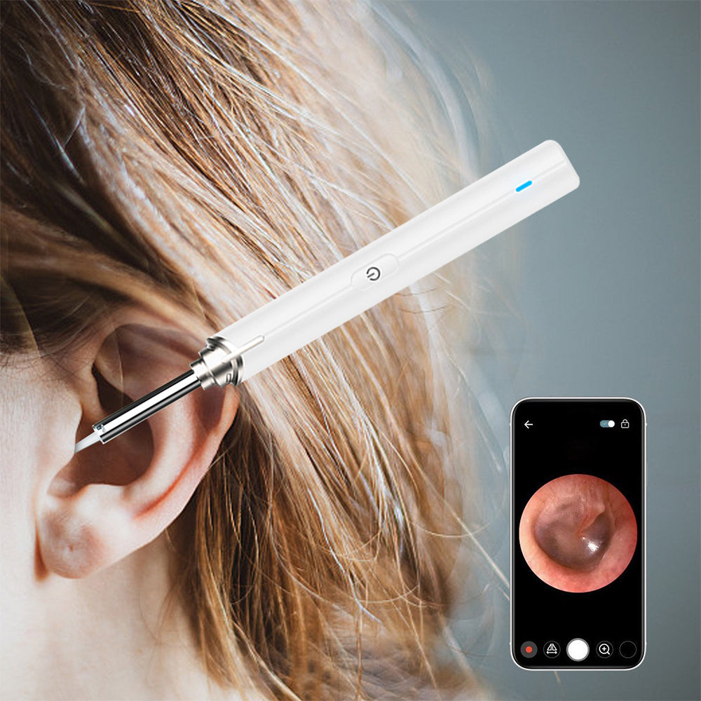 Ear Wax Removal Tool Built-in WiFi with 1080P HD Camera Ear Scope Wax Cleaning Kit Compatible with iPhone iPad Android iOS -White