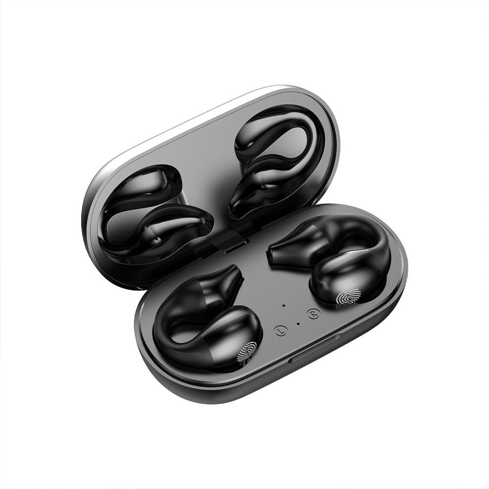 Wireless Headphones Wireless Earbuds 2pcs Wireless Bluetooth Headphones Ear Clip Earphones Sports Earbuds With LED Power Display Charging Case -Black and White