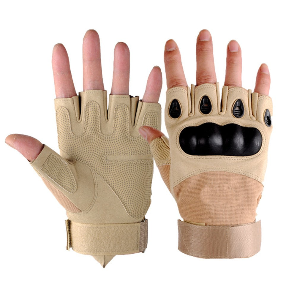 Pair of Men Half Finger Gloves Fingerless Outdoor Cycling Tactical Sports Gloves Brown