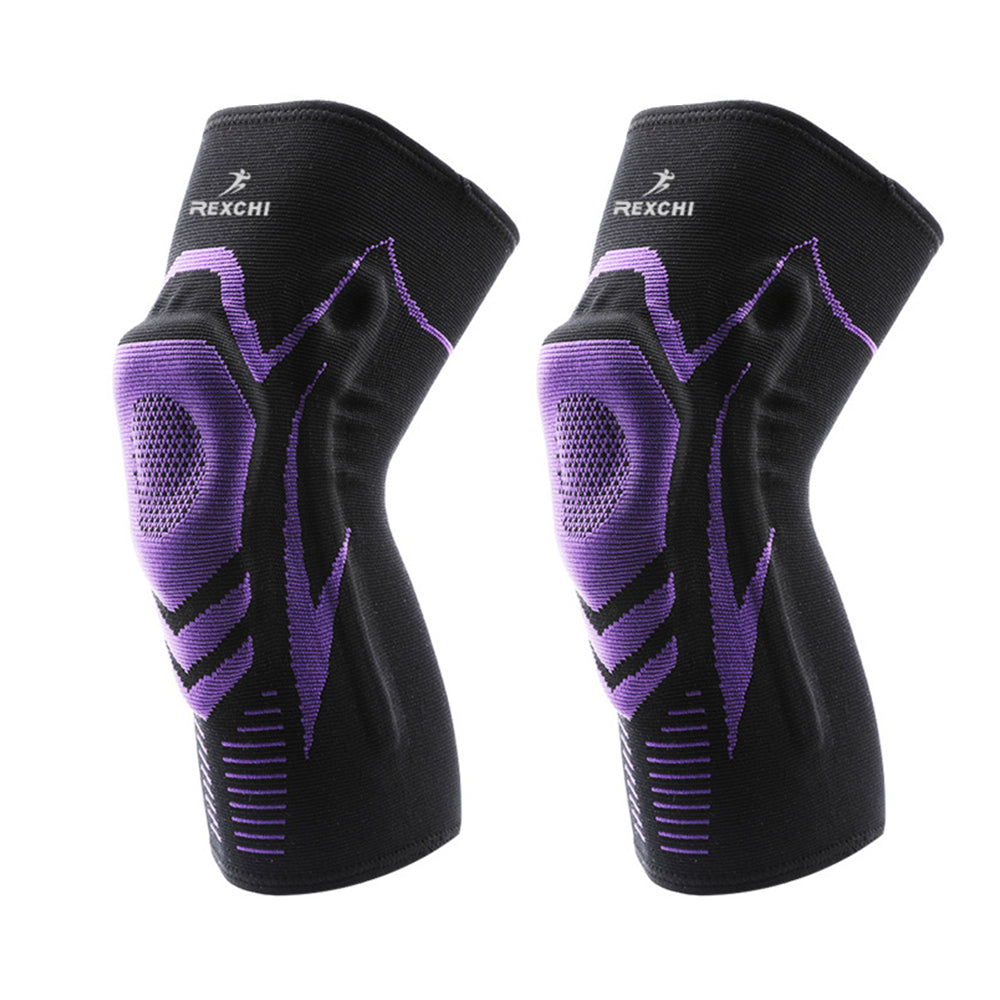 Pair of Knee Brace Knee Compression Sleeve Sports Silicone Knee Support Grey