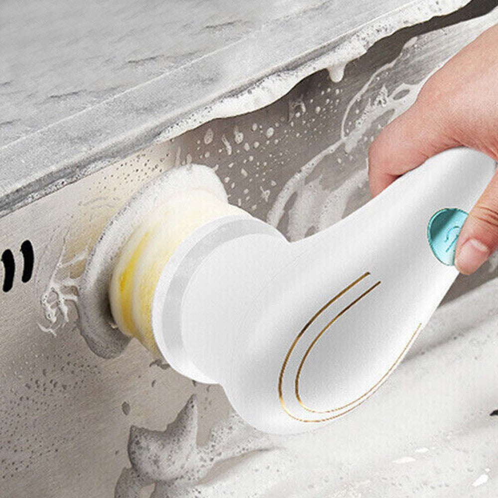 5 in 1 Handheld Electric Cleaning Brush USB Rechargeable Electric Dishwashing Brush Shower Scrubber Cleaning Tool Kit