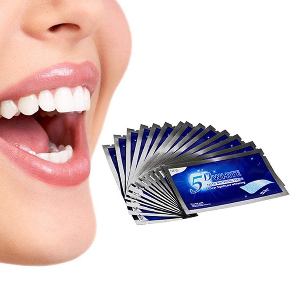 14 Pairs of 5D Gel Teeth Whitening Strips White Tooth Dental Kit Oral Hygiene Care Strip