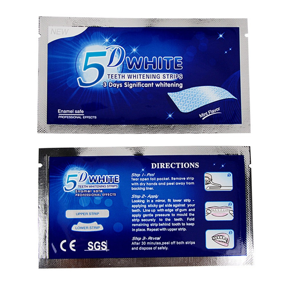 14 Pairs of 5D Gel Teeth Whitening Strips White Tooth Dental Kit Oral Hygiene Care Strip