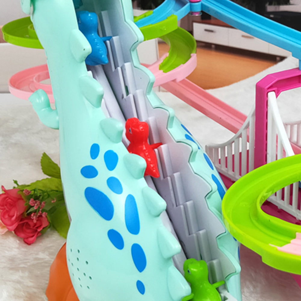 Toy Electric Dinosaur Race Track Toy Set with Music and Lights Slide Railcar Track Toy Educational Toys