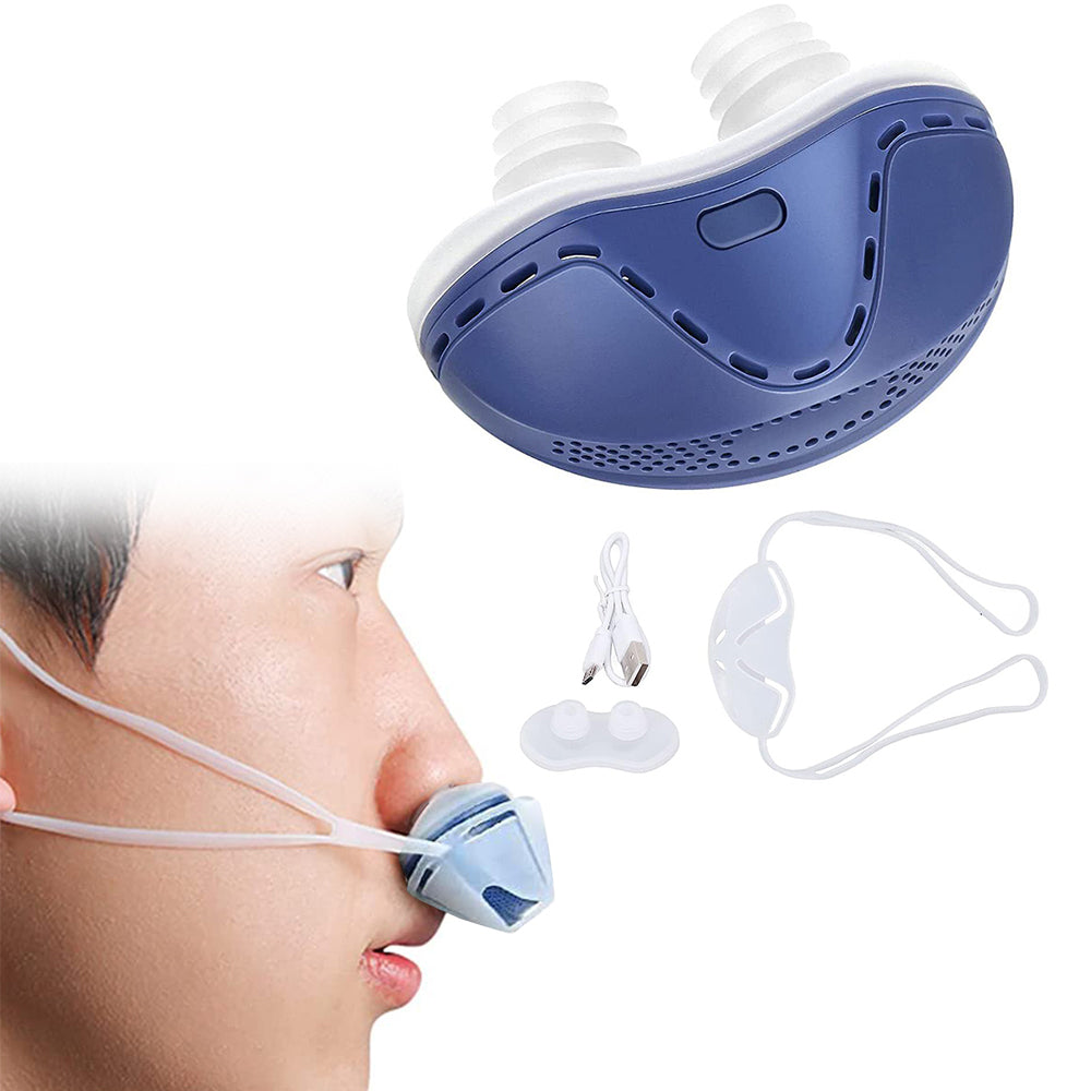 Anti Snoring Devices Electric Mini Noise Solution Sleep Stop Snore Aid Stopper for Men Women -Blue