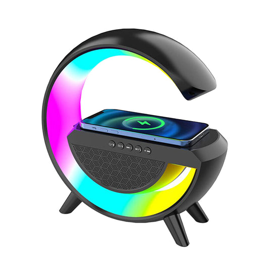 Wireless Phone Charger Atmosphere Lamp Intelligent Bluetooth Speaker Night Light Black