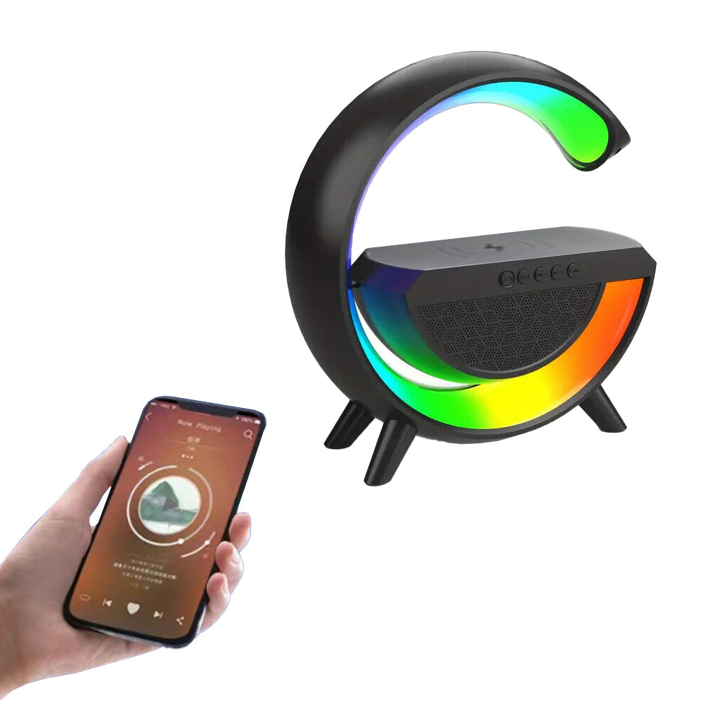 Wireless Phone Charger Atmosphere Lamp Intelligent Bluetooth Speaker Night Light Black