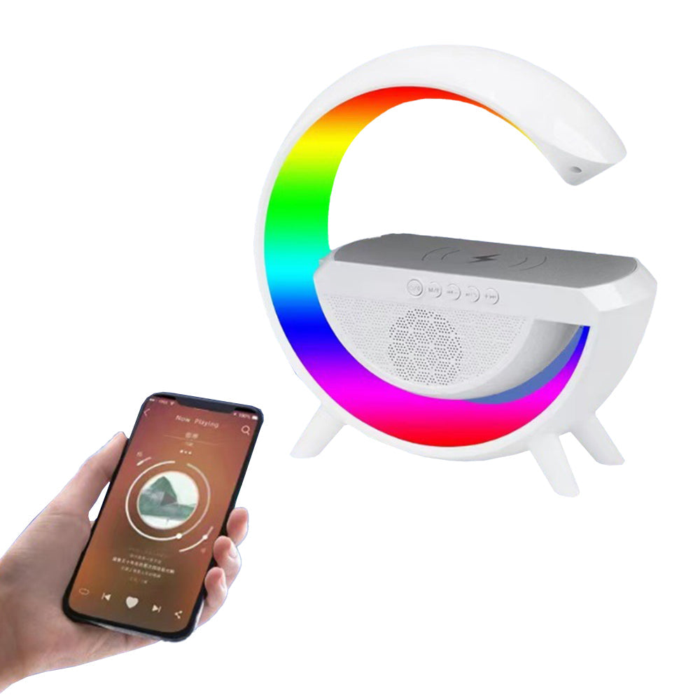 Wireless Phone Charger Atmosphere Lamp Intelligent Bluetooth Speaker Night Light White