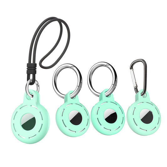 4Pcs For Apple Airtag Case Cover Anti-lost Keychain Ring Protective Case Green