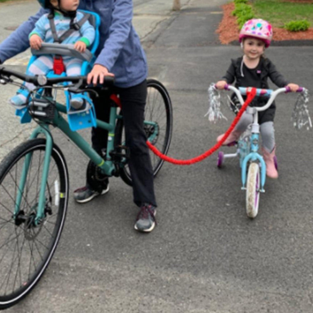 Parent-Child Bike Tow Rope MTB Elastic Belt Cycling Stretch Pull Strap for Long Ride Going Uphill Red