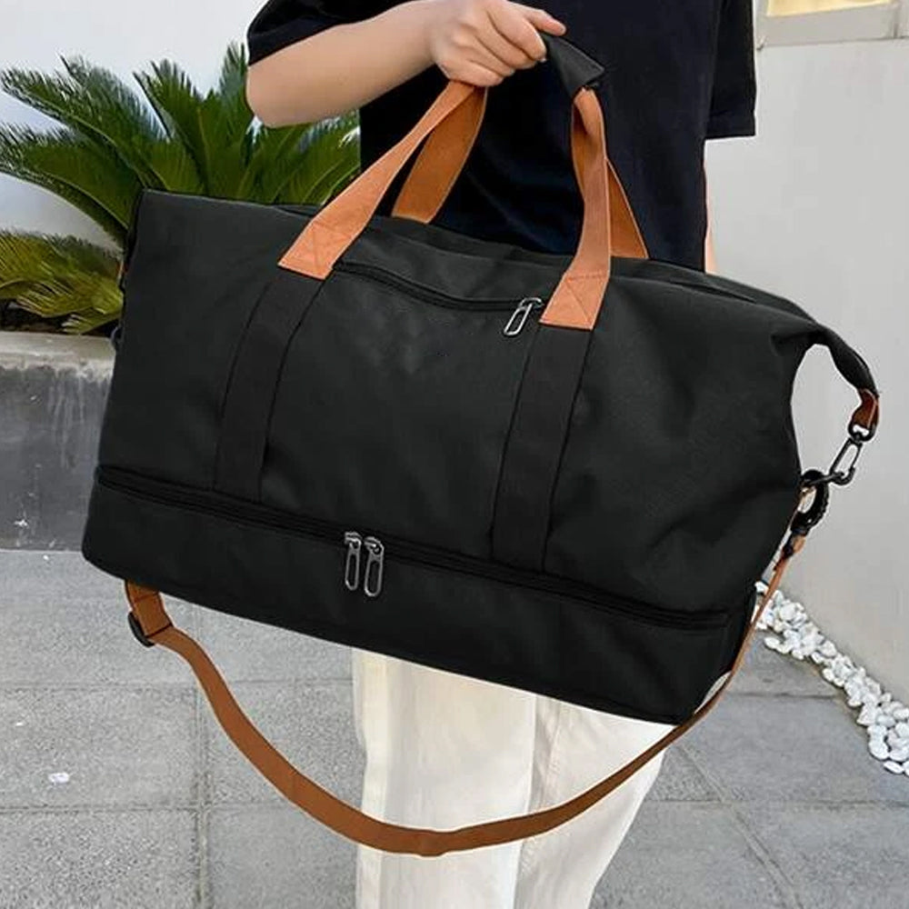 Large Capacity Travel Bag Duffel Bag with Wet and Dry Compartments Black