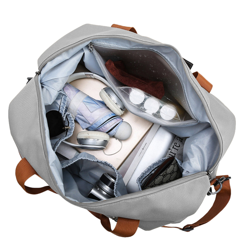 Large Capacity Travel Bag Duffel Bag with Wet and Dry Compartments Gray