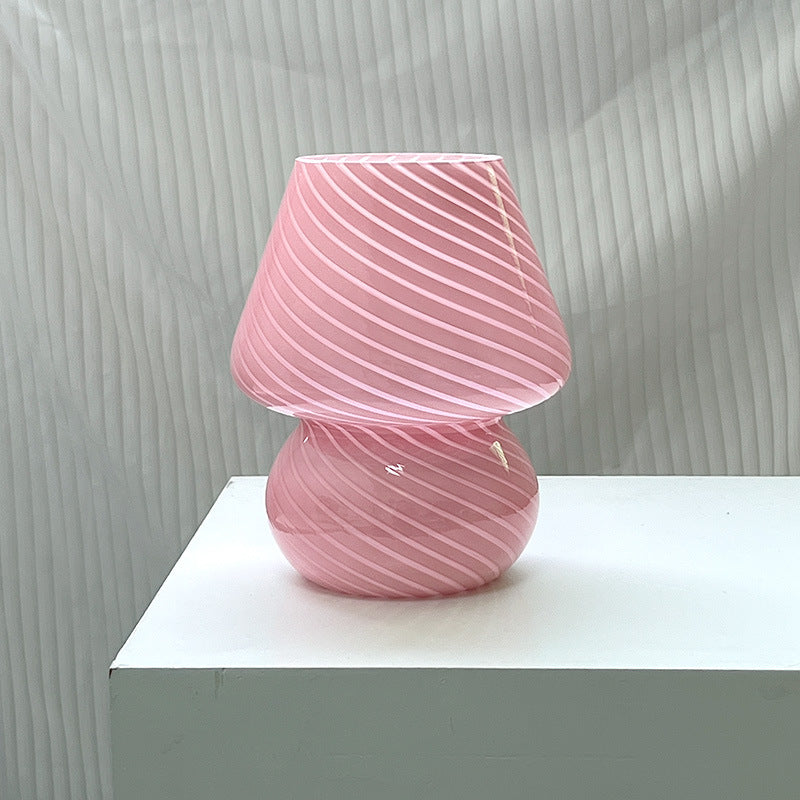 Mushroom Glass Table Lamp Bedside Night Light Desk Lamp Pink