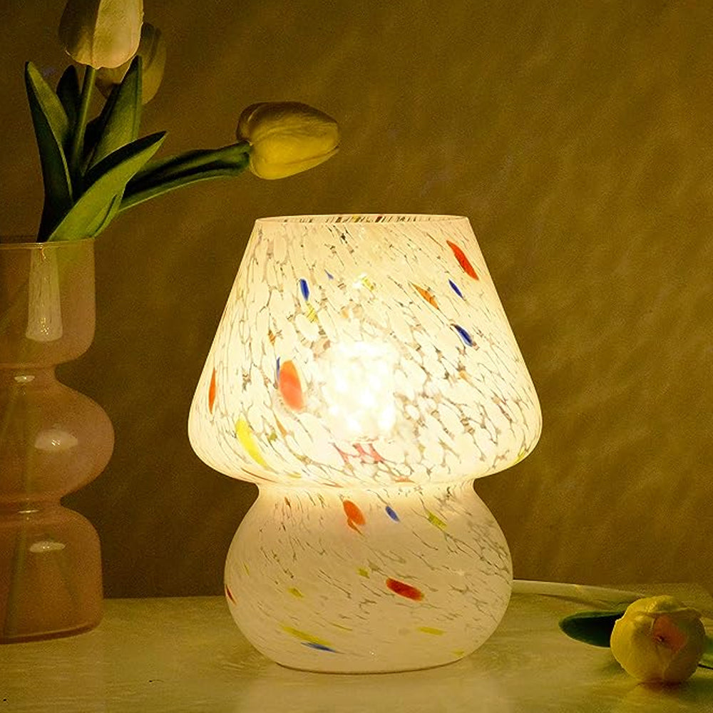 Mushroom Glass Table Lamp Bedside Night Light Desk Lamp Multicolor