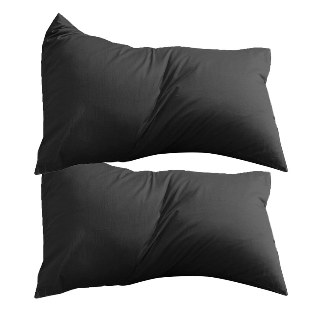 2Pcs 74x48cm Solid Color Pillowcase Cotton Pillow Covers Home Decor Black