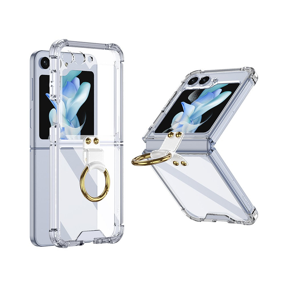 For Samsung Galaxy Z Flip5 5G Airbag Case Slim Clear Cover With Ring Stand Clear