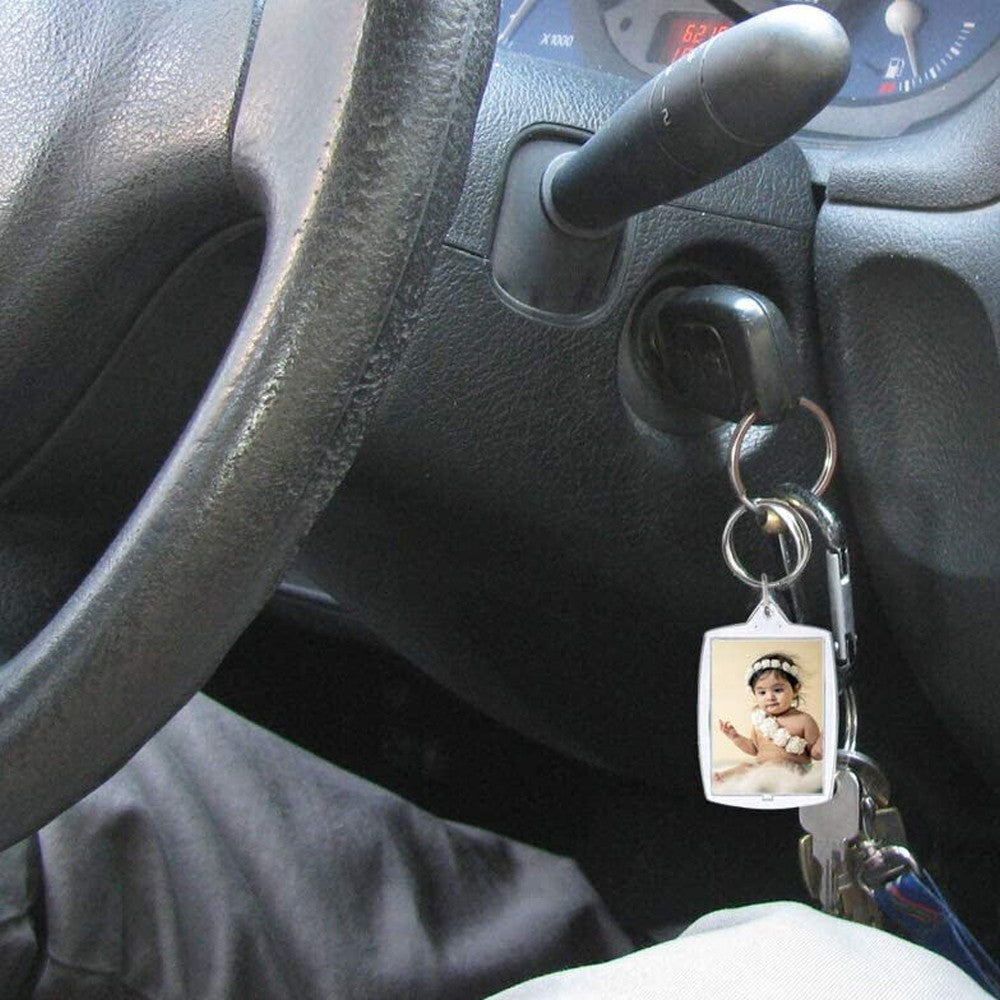 20Pcs Rectangle Clear Acrylic Photo Keyring DIY Blank Picture Frame Key Chain