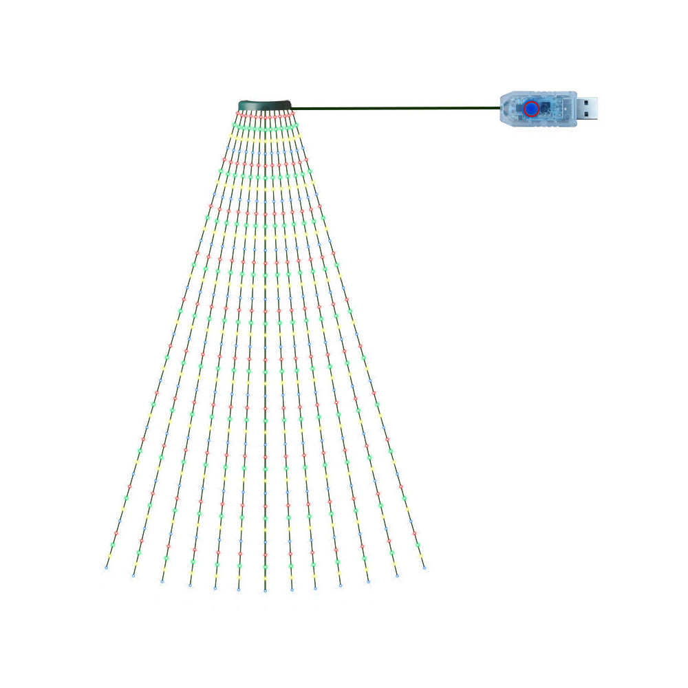 Christmas Tree String Lights Waterfall LED Fairy Lights Outdoor Yard Party Christmas Decorations Multicolor Lighting