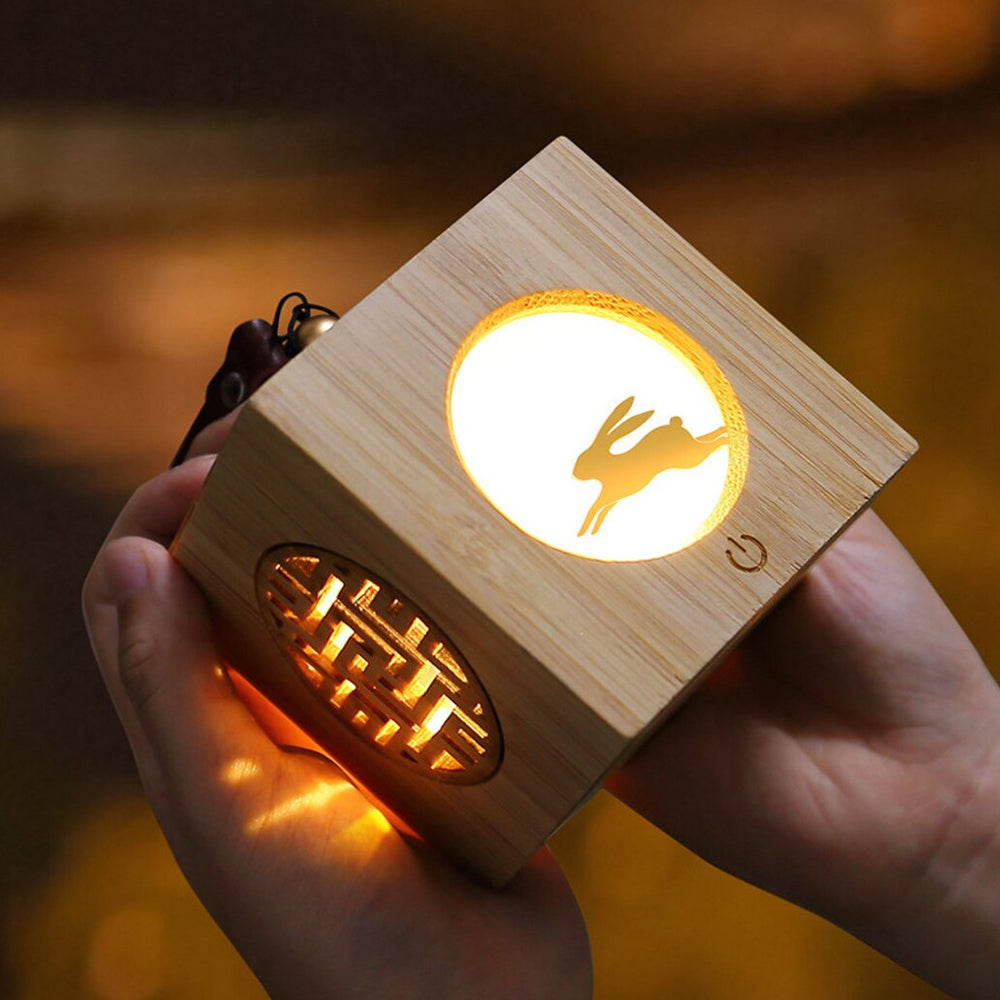 Christmas Party Atmosphere Projector Night Lamp Cube Touch Dimming Night Light Rabbit Style