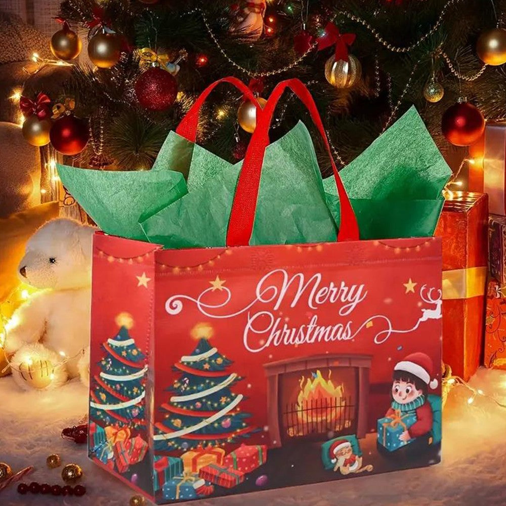 6Pcs Christmas Tote Bags With Handle Multifunctional Christmas Gift Bags Xmas Decor Style 3
