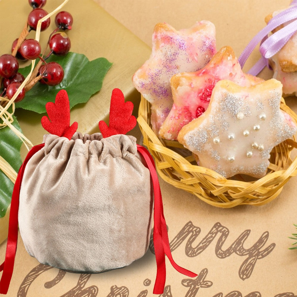 10Pcs Christmas Gift Bags Candy Snack Bags Xmas Party Wrapping Drawstring Bags