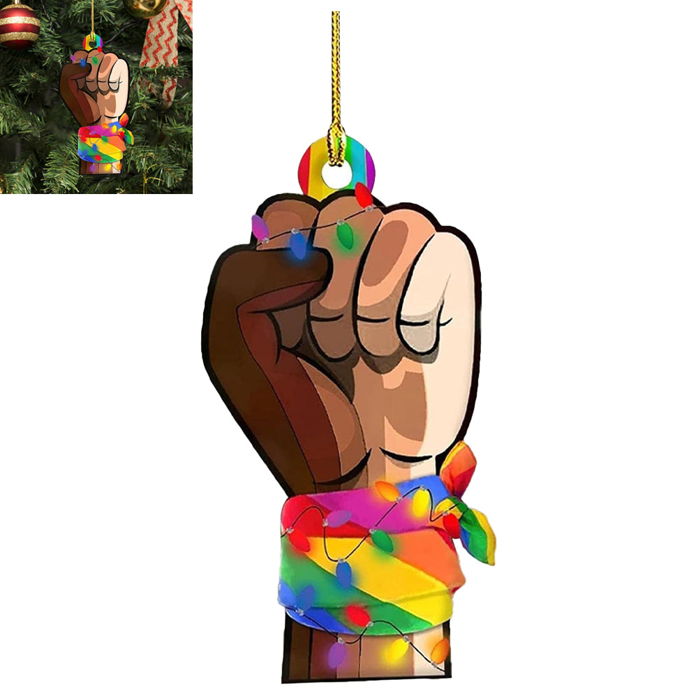 Christmas Hanging Ornaments Fist Santa Claus Pine Nut Door Hanging Pendant for Christmas Tree Decoration-Fist