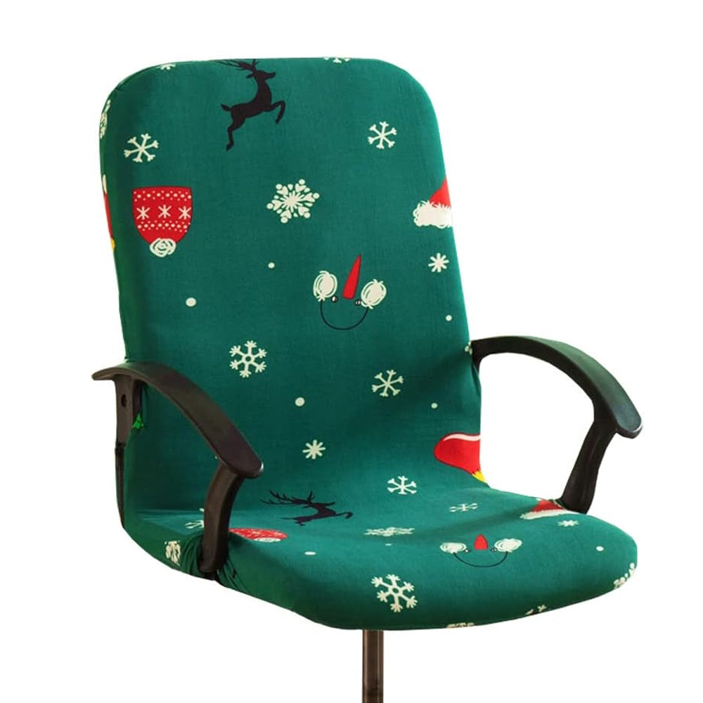 Christmas Stretch Office Chair Cover Removable Swivel Office Chair Slipcover Green