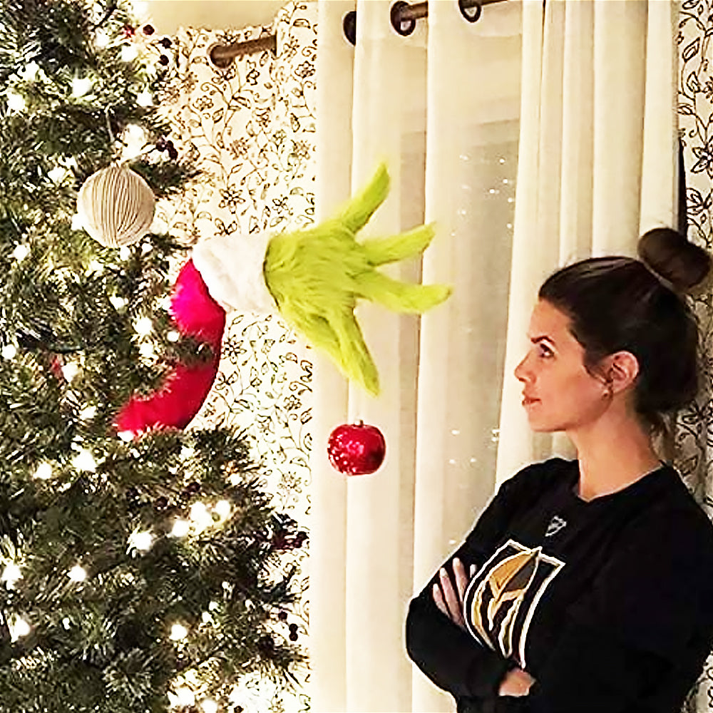 2pcs Christmas Elf Green Hand Tree Topper Xmas Arm Plush Doll Ornament for Christmas Party Decorations