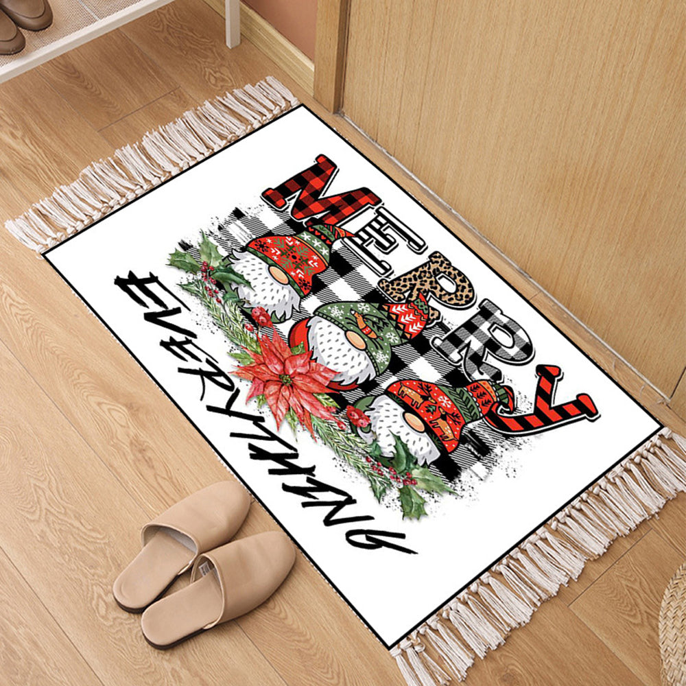 Christmas Dwarf Style Floor Mat Woven Washable Rectangular Floor Mat Floor Style 1