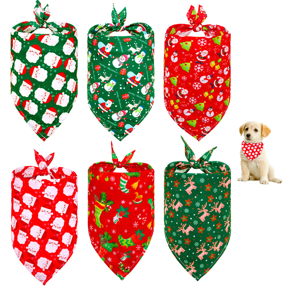 6pcs Dog Bandana Christmas Classic Triangle Scarf Pet Bibs Holiday Accessories Decoration for Cats Dogs-Style 1 and Style 4 and Style 5 and Style 2 and Style 3 and Style 6