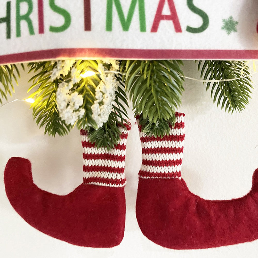 2xChristmas Wreath Door Decoration LED Wreath for Home Decor