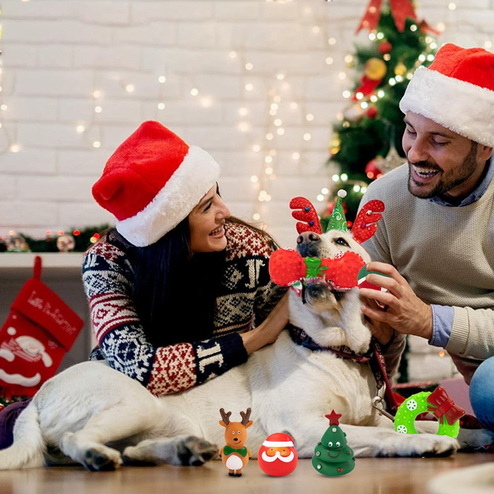 3 Sets of Squeaky Christmas Dog Toy Set Festive Dog Chew Toy - Toy Set 1 + 2 + 3