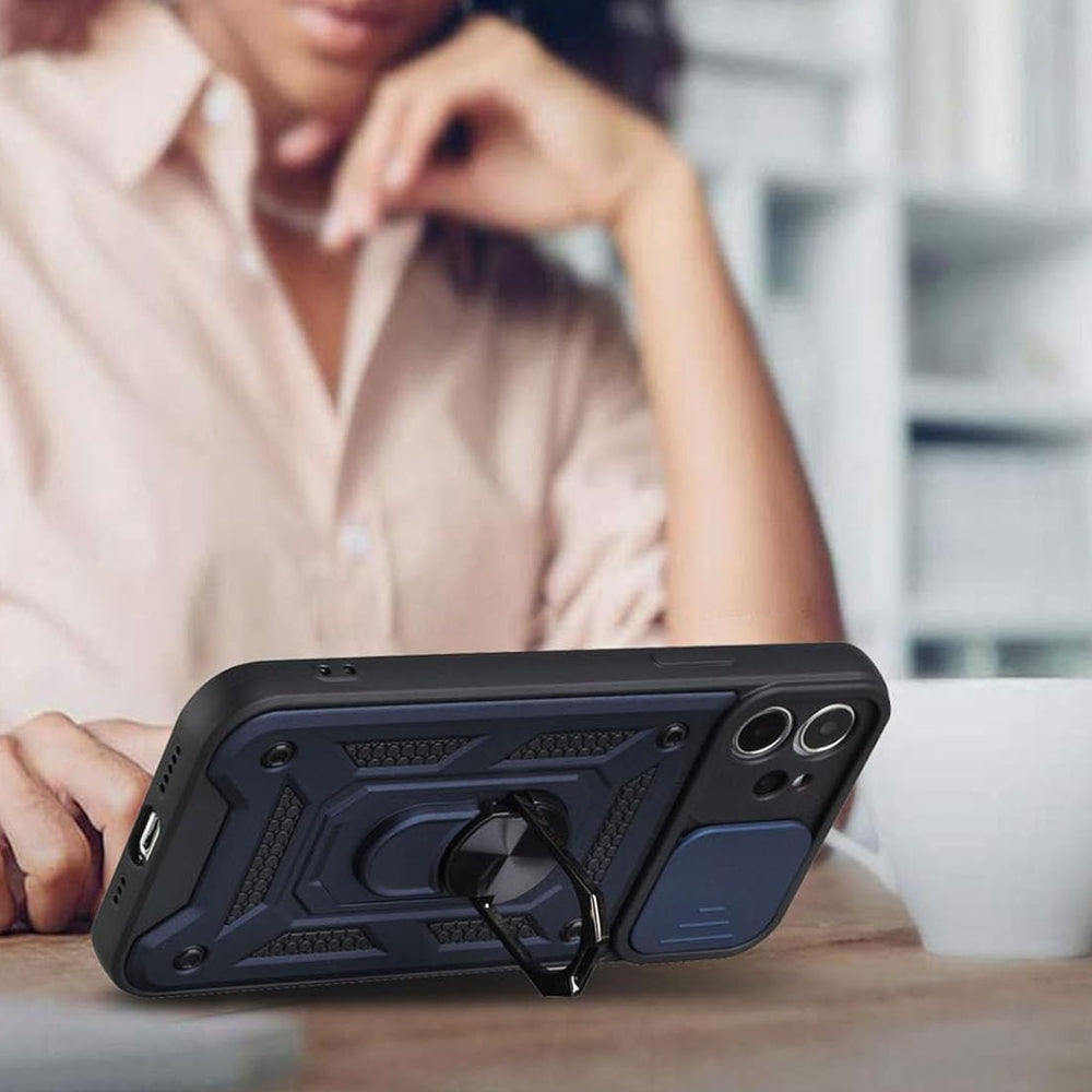 For iPhone 15 Series Stand Case Anti-Scratch Shockproof Protective Case Blue