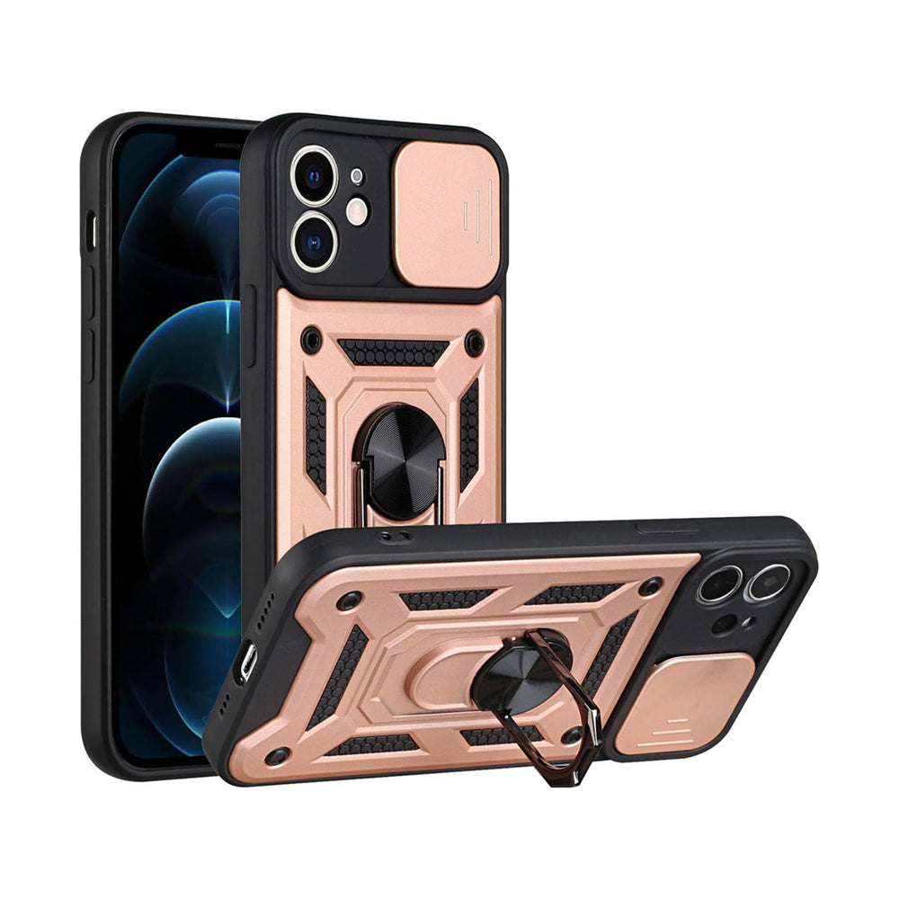 For iPhone 15 Series Stand Case Anti-Scratch Shockproof Protective Case Rose Gold
