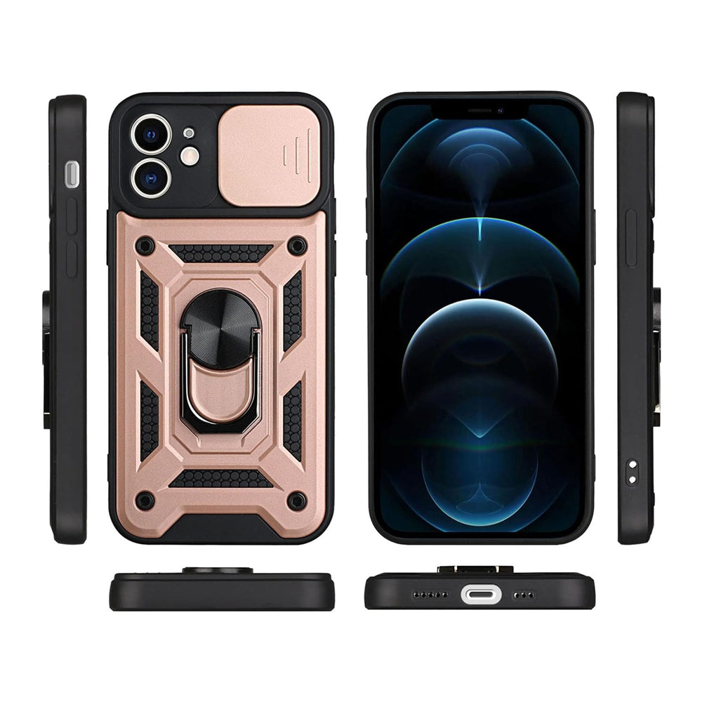 For iPhone 15 Series Stand Case Anti-Scratch Shockproof Protective Case Rose Gold