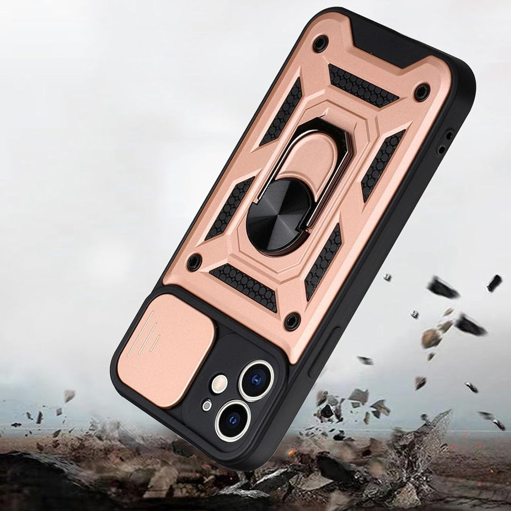 For iPhone 15 Series Stand Case Anti-Scratch Shockproof Protective Case Rose Gold