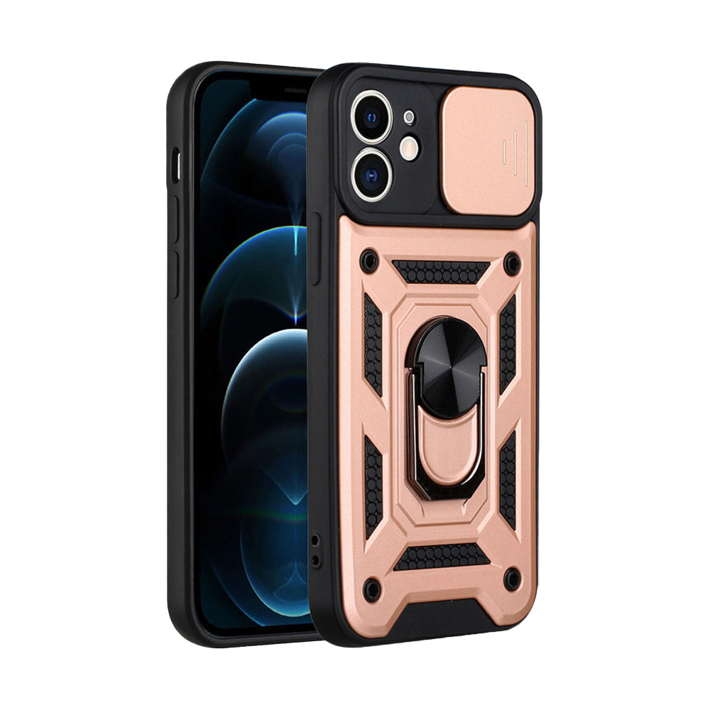 For iPhone 15 Series Stand Case Anti-Scratch Shockproof Protective Case Rose Gold