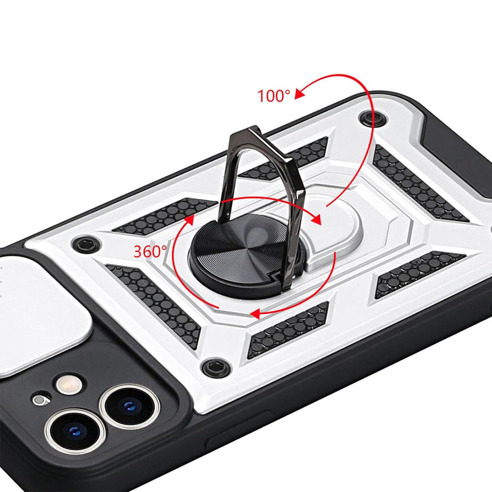 For iPhone 15 Series Stand Case Anti-Scratch Shockproof Protective Case Silver