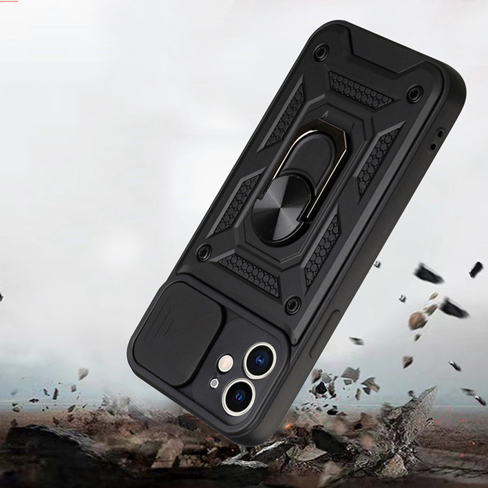 For iPhone 15 Series Stand Case Anti-Scratch Shockproof Protective Case Black