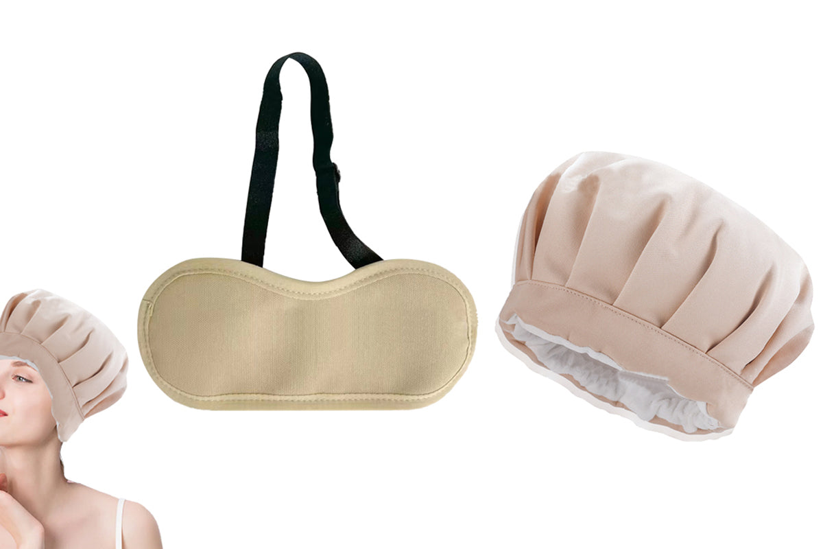 2pcs Castor Oil Pack Hat Eye Mask Reusable Castor Oil Pack with Adjustable Elastic Strap-Castor Oil Pack Eye Mask and Hat