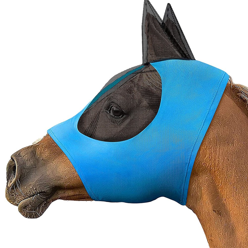 2Pcs Horse Fly Mask with Ears Cover - Blue + Rose Red